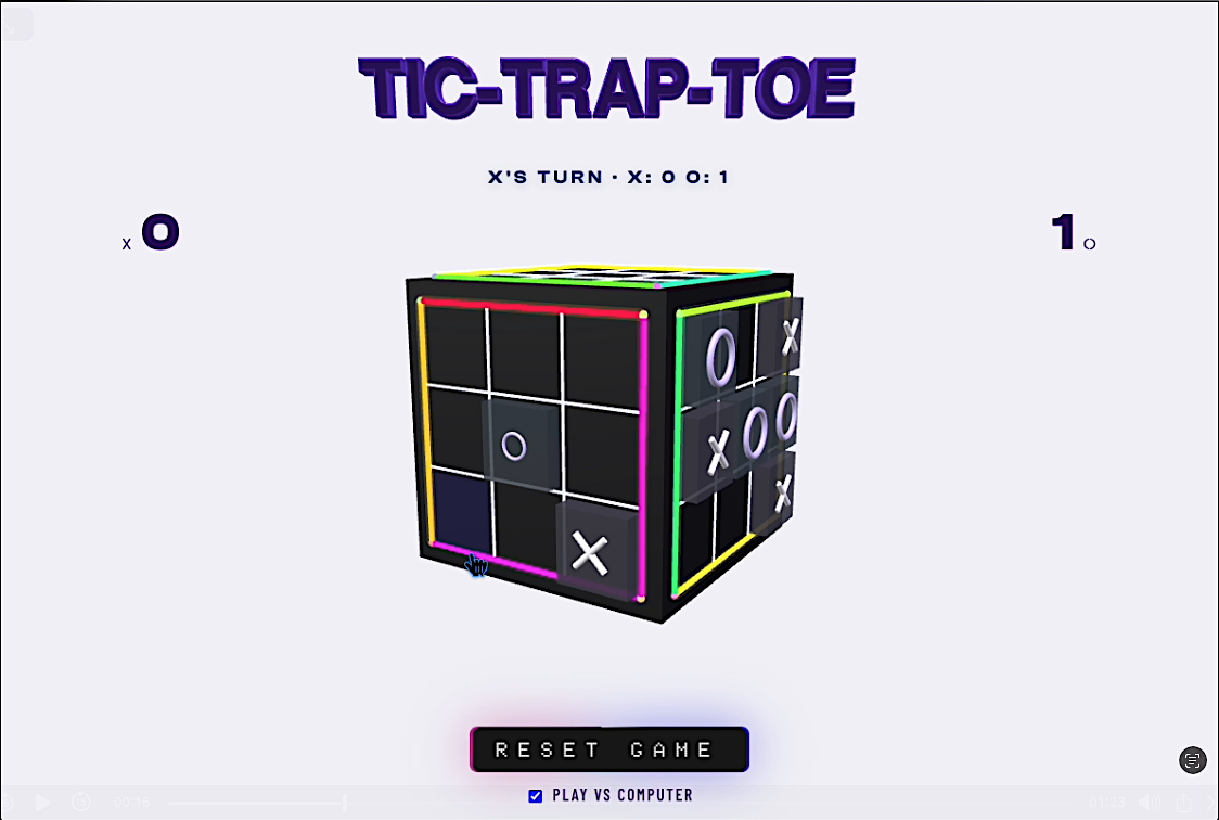 Active face with X and O marks placed